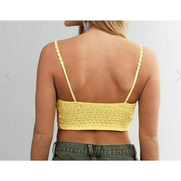 Free People Bralette Medium Sunrise To Sunset Bra Yellow Sunny Day Lace NWT $38 - Picture 2 of 2
